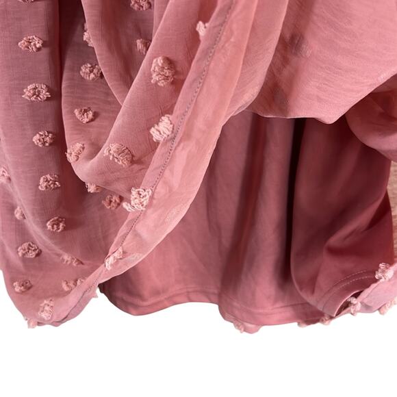 A Beautiful Soul Mauve Pink Swiss Dot Long Sleeve Cottagecore Dress - Picture 6 of 7